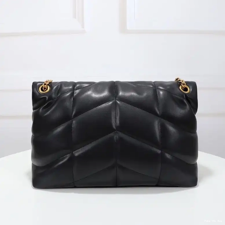CHEAP Bag In Laurent Puffer Loulou Black Gold Lambskin Quilted Saint Medium 0415